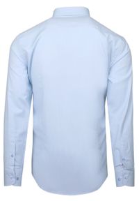 Elegancka Koszula Męska - Victorio - Błękitna. Okazja: na co dzień. Kolor: niebieski. Materiał: poliester, bawełna, elastan. Długość rękawa: długi rękaw. Długość: długie. Styl: elegancki #2