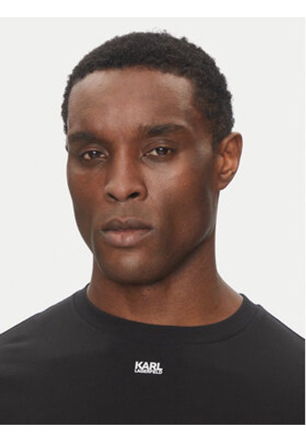 Karl Lagerfeld - KARL LAGERFELD T-Shirt 755058 552235 Czarny Regular Fit. Typ kołnierza: dekolt w karo. Kolor: czarny. Materiał: bawełna