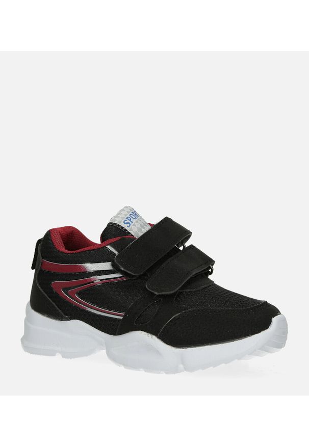 Casu - Czarne buty sportowe na rzepy casu 002. Zapięcie: rzepy. Kolor: czarny, wielokolorowy, czerwony