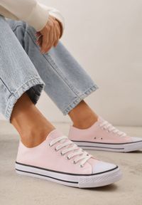 Born2be - Różowe Klasyczne Trampki z Cholewką pod Kostkę Amyete. Okazja: na co dzień, na spacer. Kolor: różowy. Materiał: jeans. Szerokość cholewki: normalna. Styl: klasyczny #5