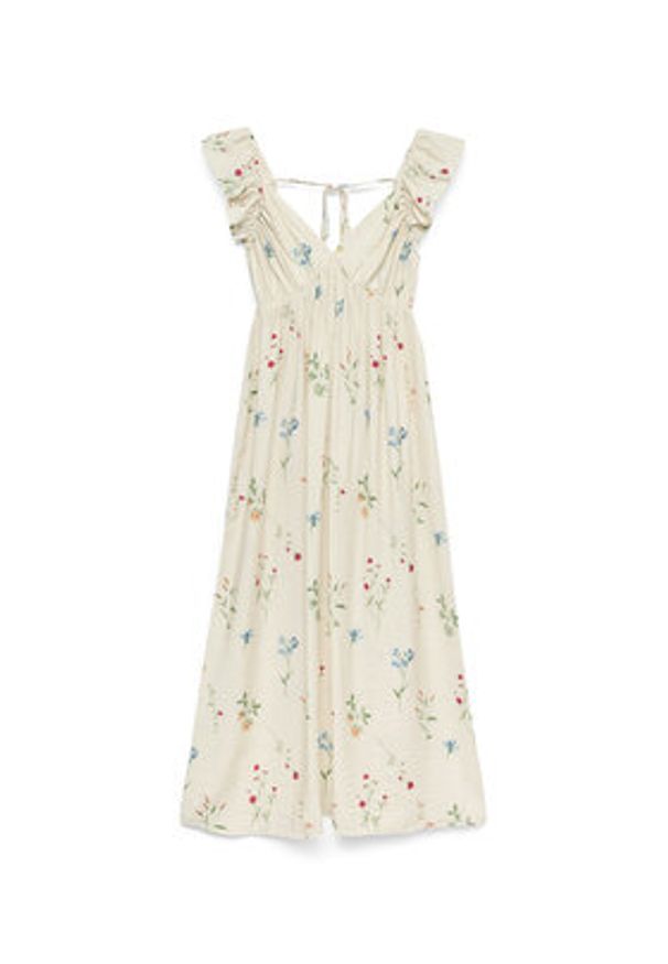 Vero Moda Sukienka letnia Josie 10324125 Beżowy Regular Fit. Kolor: beżowy. Materiał: wiskoza. Sezon: lato