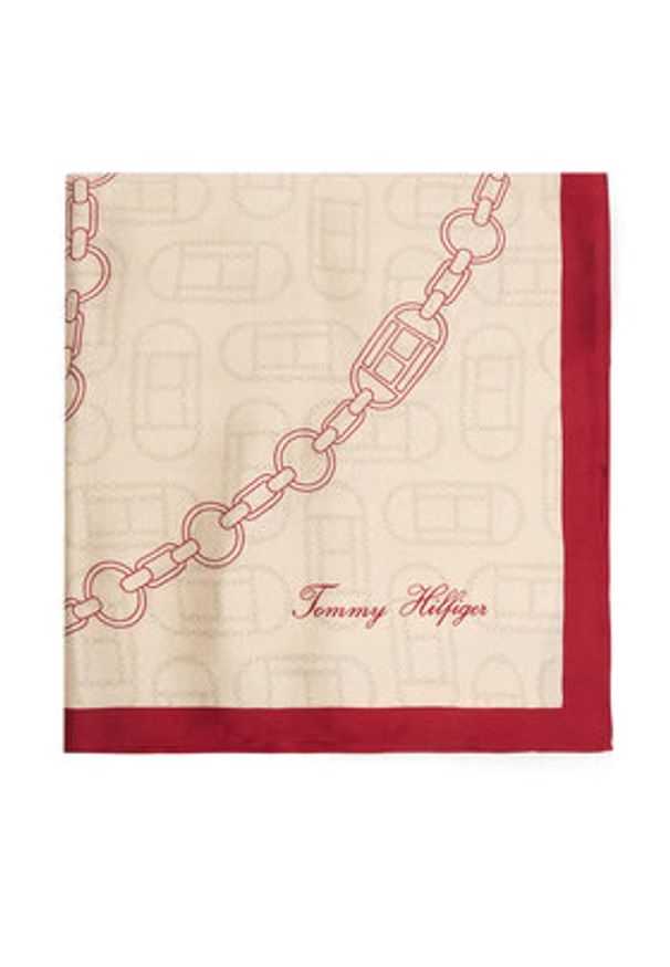 TOMMY HILFIGER - Tommy Hilfiger Szal Chain Silk Large Scarf AW0AW18277 Czerwony. Kolor: czerwony. Materiał: jedwab