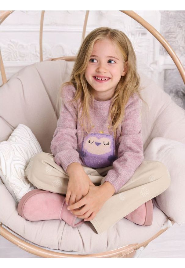 Sinsay - Sweter - fioletowy. Kolor: fioletowy. Długość rękawa: długi rękaw. Długość: długie. Wzór: nadruk, haft