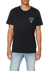 Lee - LEE SEASONAL LOGO TEE MĘSKI T-SHIRT KOSZULKA LOGO NADRUK BLACK L61QFE01. Wzór: nadruk