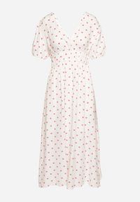 Born2be - Biała Rozkloszowana Sukienka z Odkrytymi Plecami i Gumką w Talii Vendrea. Okazja: na spacer. Typ kołnierza: dekolt w kształcie V. Kolor: biały. Materiał: bawełna. Długość rękawa: krótki rękaw. Sezon: lato. Styl: elegancki, wizytowy #5