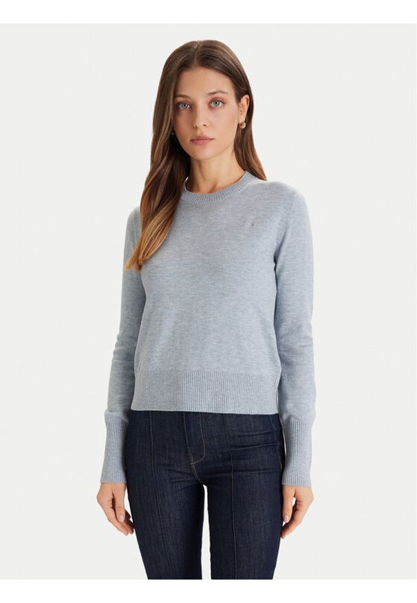 Guess Jeans Sweter W4BR83 Z3HO2 Błękitny Regular Fit. Kolor: niebieski. Materiał: syntetyk