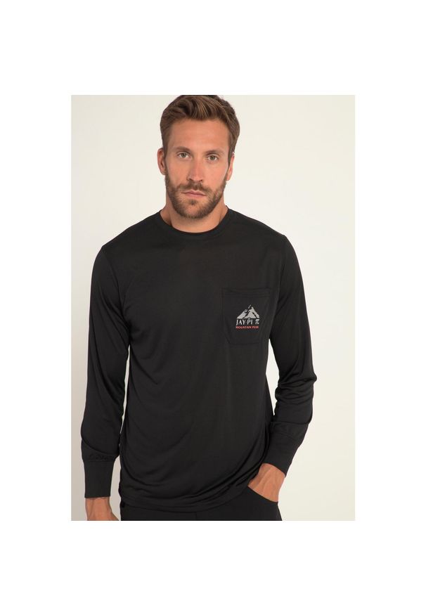JAY-PI - Męska Trekkingowa koszulka z długim rękawem outdoor długi rękaw. Kolekcja: plus size. Kolor: czarny. Materiał: poliester, materiał. Długość rękawa: długi rękaw. Długość: długie. Sport: outdoor