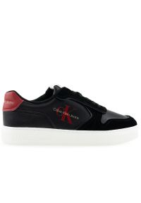 Buty Calvin Klein Casual Cupsole Irregular Lines YM0YM00606-BDS - czarne. Okazja: na co dzień. Zapięcie: sznurówki. Kolor: czarny. Materiał: guma, materiał, skóra, syntetyk. Szerokość cholewki: normalna