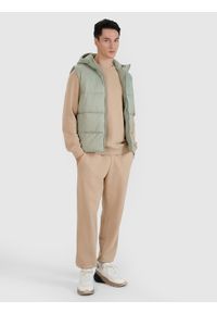 4f - 4F Bezrękawnik puchowy z wypełnieniem syntetycznym męski - oliwkowy M. Okazja: na co dzień. Typ kołnierza: kaptur. Kolor: oliwkowy, brązowy, wielokolorowy. Materiał: puch, syntetyk. Długość rękawa: bez rękawów. Długość: długie. Wzór: gładki. Styl: casual, klasyczny, sportowy #2