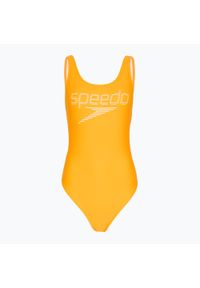 Strój pływacki jednoczęściowy damski Speedo Logo Deep U-Back. Kolor: pomarańczowy, biały, wielokolorowy