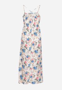 Born2be - Niebieska Sukienka z Wiskozą o Rozkloszowanym Kroju w Kwiaty Nalorene. Okazja: na co dzień. Typ kołnierza: dekolt kwadratowy. Kolor: niebieski. Materiał: wiskoza. Długość rękawa: na ramiączkach. Wzór: kwiaty. Typ sukienki: rozkloszowane. Styl: casual, elegancki #5