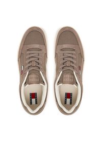 Tommy Jeans Sneakersy Canvas Leather Cupsole Trainers EM0EM01680 Brązowy. Kolor: brązowy. Materiał: materiał #2