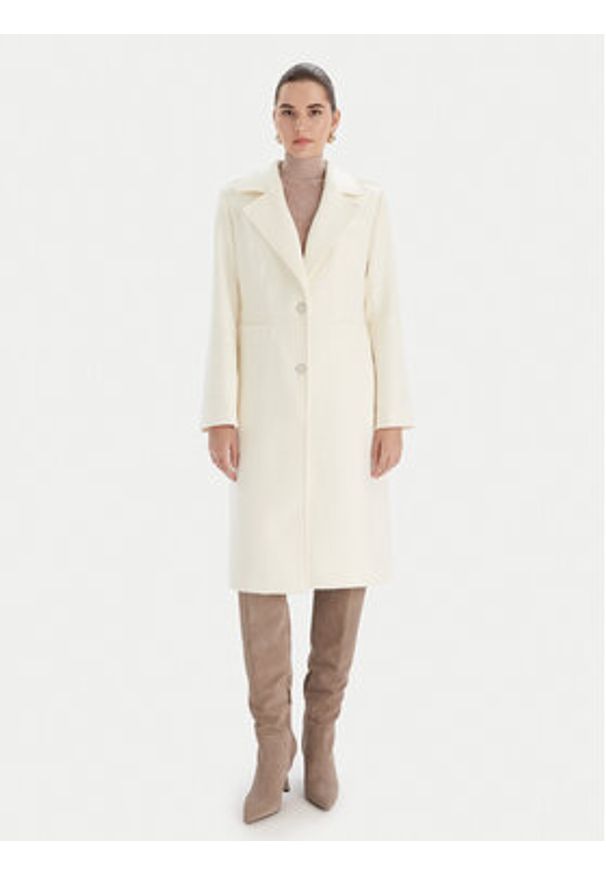 Guess Płaszcz wełniany W5BL19 W2642 Écru Regular Fit. Materiał: syntetyk