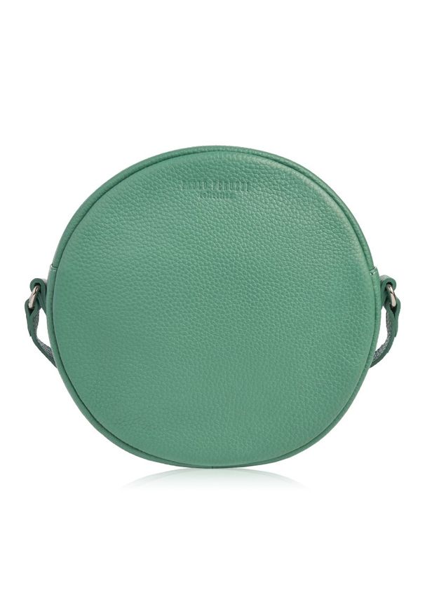 Skórzana listonoszka okrągła PAOLO PERUZZI IN-63-MN zielona. Kolor: zielony. Sezon: lato. Materiał: skórzane. Styl: elegancki. Rodzaj torebki: na ramię