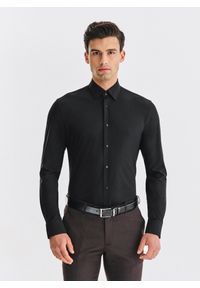 Pako Lorente - PAKO LORENTE – Czarna koszula męska. Typ kołnierza: kołnierzyk klasyczny. Kolor: czarny. Materiał: elastan, nylon. Długość rękawa: długi rękaw. Długość: długie. Styl: klasyczny #1