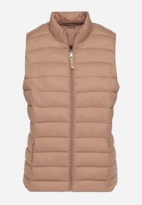 Born2be - Beżowa Pikowanana Kamizelka Sifitta. Okazja: na co dzień. Kolor: beżowy. Materiał: jeans. Styl: klasyczny, casual, elegancki #6