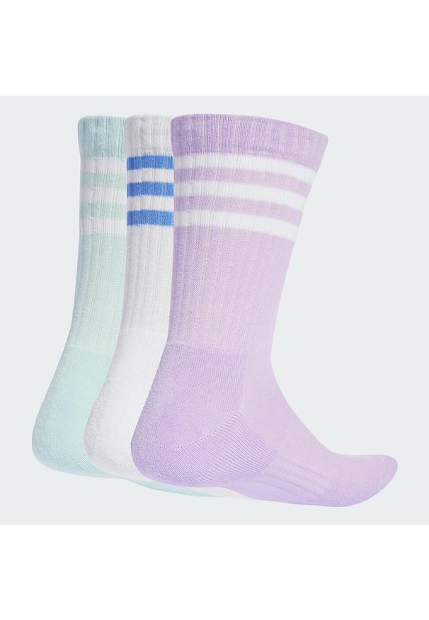 Adidas - 3-Stripes Cushioned Crew Socks 3 Pairs. Kolor: biały, wielokolorowy, różowy, zielony. Materiał: materiał