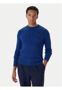 Kappa Sweter 63111DW Niebieski Regular Fit. Kolor: niebieski. Materiał: wełna