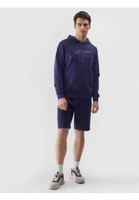 4f - 4F Spodenki dresowe męskie - granatowe 3XL. Kolor: niebieski. Materiał: dresówka. Długość: krótkie. Wzór: gładki, ze splotem