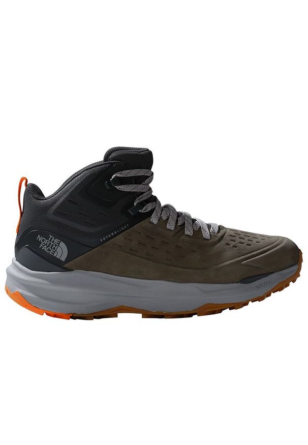 Buty The North Face Vectiv Exploris II Mid 0A7W4X79K1 - zielono-szare. Kolor: zielony, szary, wielokolorowy. Materiał: skóra, guma. Szerokość cholewki: normalna. Sport: turystyka piesza