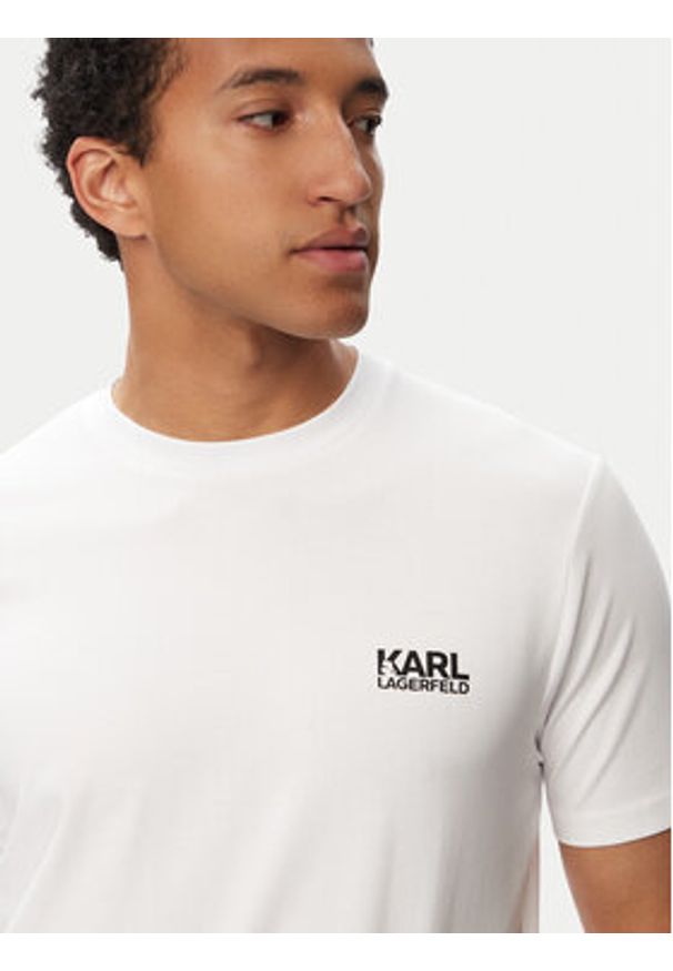 Karl Lagerfeld - KARL LAGERFELD T-Shirt 755781 563235 Biały Regular Fit. Typ kołnierza: dekolt w karo. Kolor: biały. Materiał: bawełna