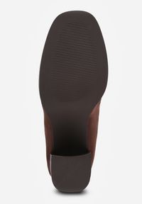 Renee - Brązowe Półbuty Mokasyny na Słupku z Geometryczną Wstawką Edalinae. Okazja: na co dzień. Kolor: brązowy. Wzór: geometria. Obcas: na słupku. Styl: casual, klasyczny #3