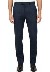 Eleganckie Spodnie Garniturowe (w Kant) - Casino - Granat, Kratka. Materiał: poliester, wiskoza. Wzór: kratka. Styl: elegancki #6