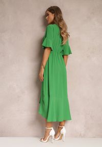 Renee - Jasnozielona Sukienka Parthesio. Kolor: zielony. Materiał: materiał, wiskoza. Długość rękawa: krótki rękaw. Sezon: lato. Długość: midi #5