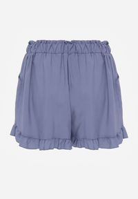 Renee - Jasnoniebieskie Szorty Agathima. Okazja: na co dzień. Kolor: niebieski. Materiał: wiskoza. Długość: krótkie. Wzór: aplikacja, nadruk, gładki. Styl: casual #3