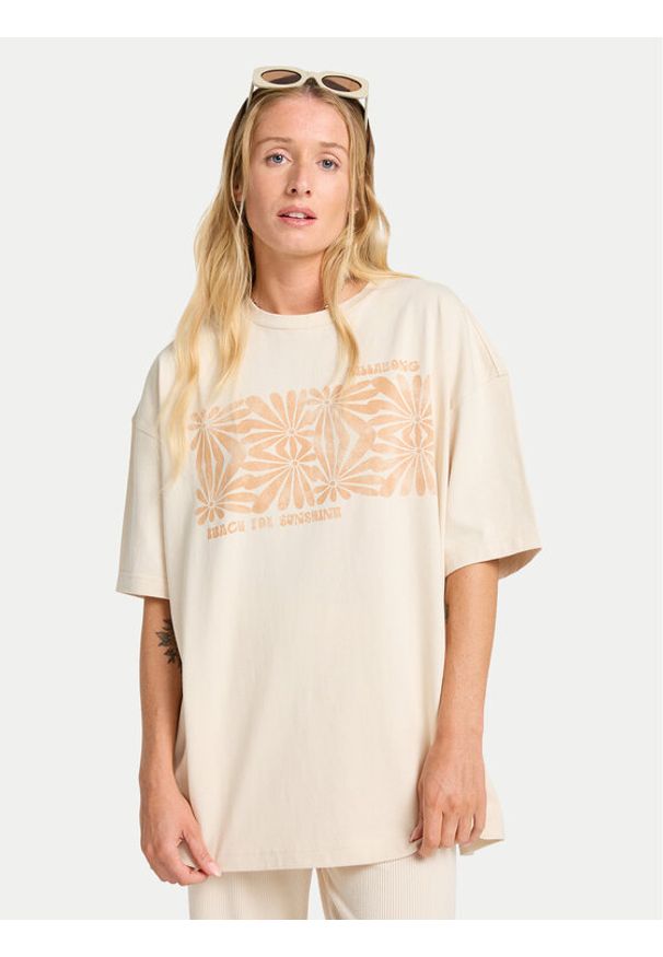 Billabong T-Shirt Wander Across EBJZT00483 Beżowy Loose Fit. Kolor: beżowy. Materiał: bawełna
