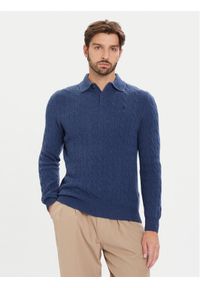 Polo Ralph Lauren Sweter 710974165003 Granatowy Regular Fit. Typ kołnierza: polo. Kolor: niebieski. Materiał: wełna