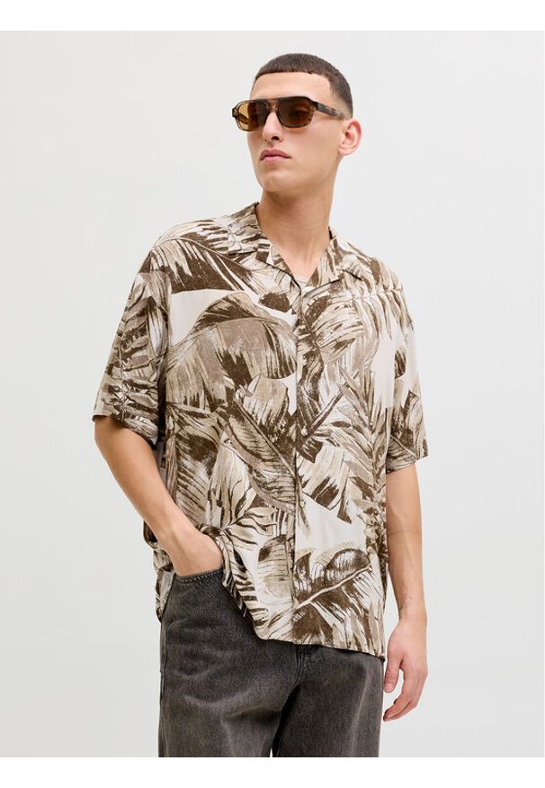 Jack & Jones Koszula Jeff 12288854 Brązowy Relaxed Fit. Kolor: brązowy. Materiał: wiskoza