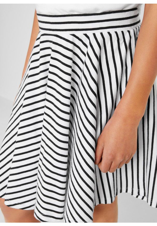 bonprix - Spódnica z dżerseju z czystej bawełny organicznej (2 szt.). Kolor: czarny. Materiał: jersey, bawełna. Wzór: gładki, paski