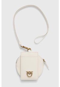 Pinko etui na karty skórzane kolor biały. Kolor: biały. Materiał: skóra
