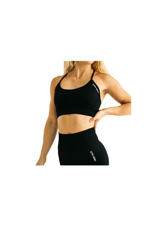 Gym Hero - Biustonosz sportowy damski GymHero California Cute Bra. Kolor: czarny. Materiał: poliamid, elastan. Sport: fitness