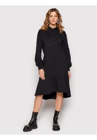 Karl Lagerfeld - Sukienka dzianinowa KARL LAGERFELD. Typ kołnierza: dekolt w karo. Kolor: czarny. Materiał: dzianina #1