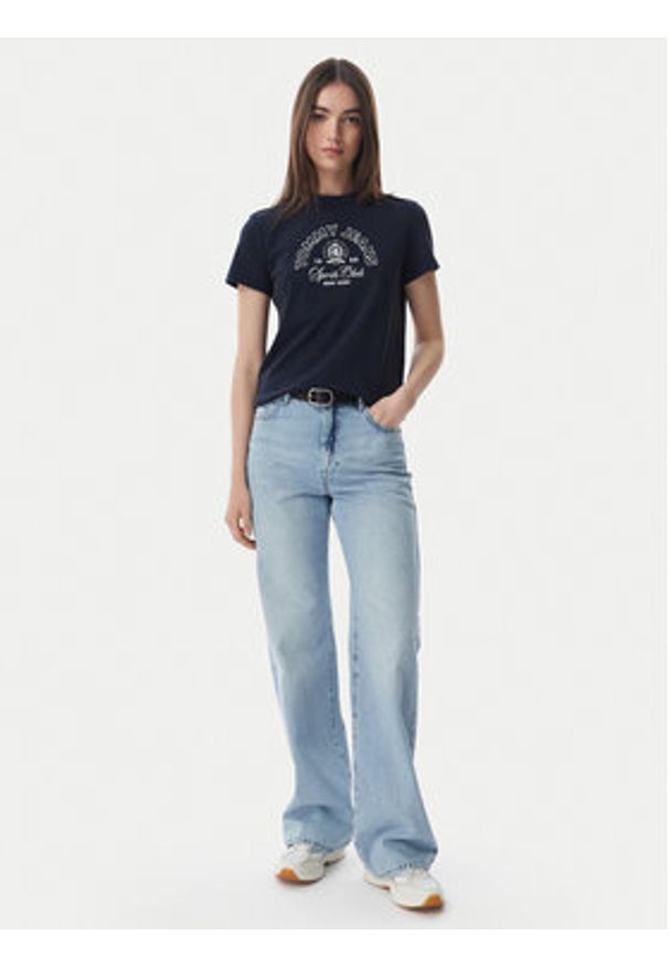 Tommy Jeans T-Shirt Heritage Logo DW0DW22816 Granatowy Regular Fit. Kolor: niebieski. Materiał: bawełna
