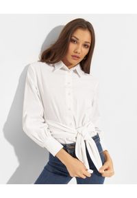 SIMONA CORSELLINI - Biała koszula z wiązaniem. Kolor: biały. Materiał: bawełna
