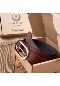 Pasek skórzany 100 cm brązowy PAOLO PERUZZI PG-01-BRZ-100. Kolor: brązowy. Materiał: skóra #1