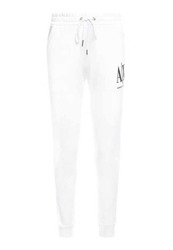 Armani Exchange Spodnie dresowe 8NYPCX YJ68Z 1000 Biały Regular Fit. Kolor: biały. Materiał: bawełna