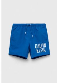 Calvin Klein Jeans szorty kąpielowe dziecięce kolor niebieski. Kolor: niebieski. Materiał: poliester, materiał. Wzór: nadruk #1
