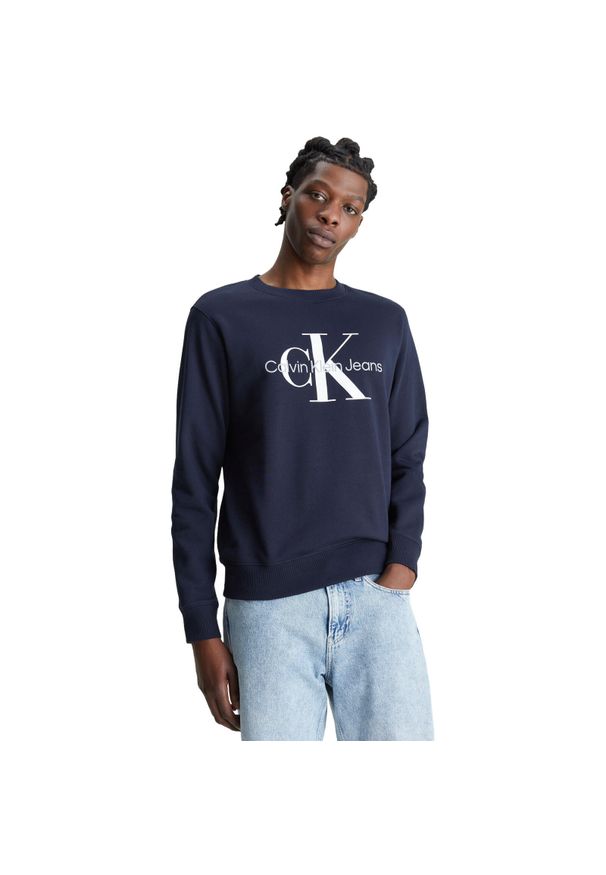 Bluza męskie Calvin Klein Core Monogram. Kolor: niebieski. Materiał: bawełna, materiał