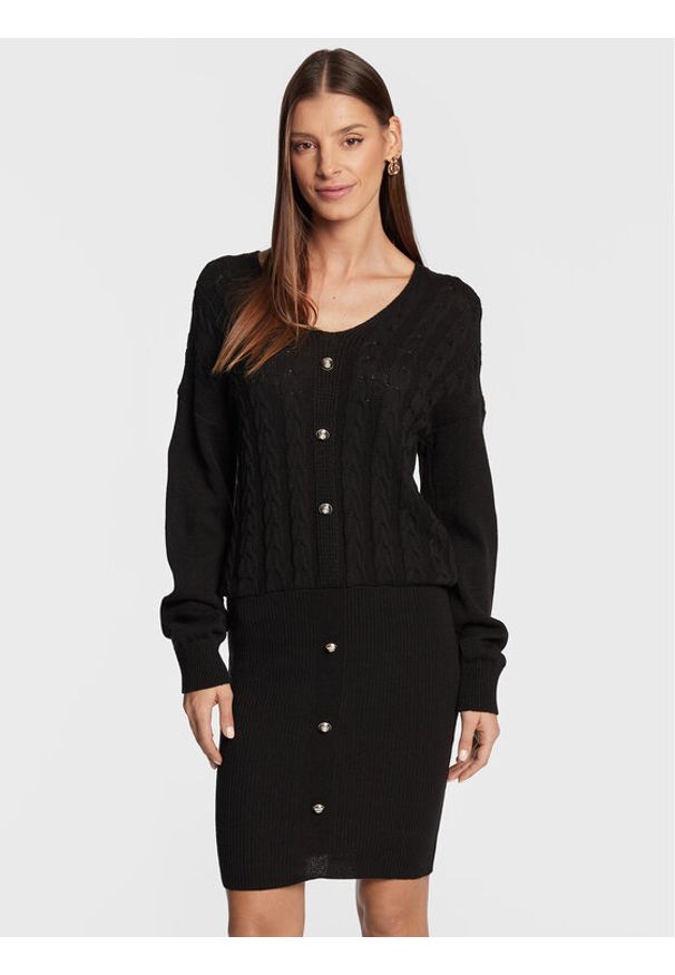 Rinascimento Sukienka dzianinowa CFM0010912003 Czarny Regular Fit. Kolor: czarny. Materiał: syntetyk