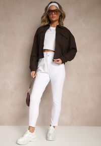 Renee - Białe Jeansy z Bawełny Mom Fit High Waist Folima. Okazja: na co dzień. Stan: podwyższony. Kolor: biały. Styl: klasyczny, casual
