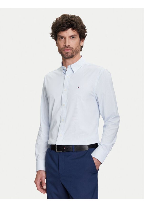 TOMMY HILFIGER - Tommy Hilfiger Koszula Performance MW0MW39419 Błękitny Regular Fit. Kolor: niebieski. Materiał: syntetyk