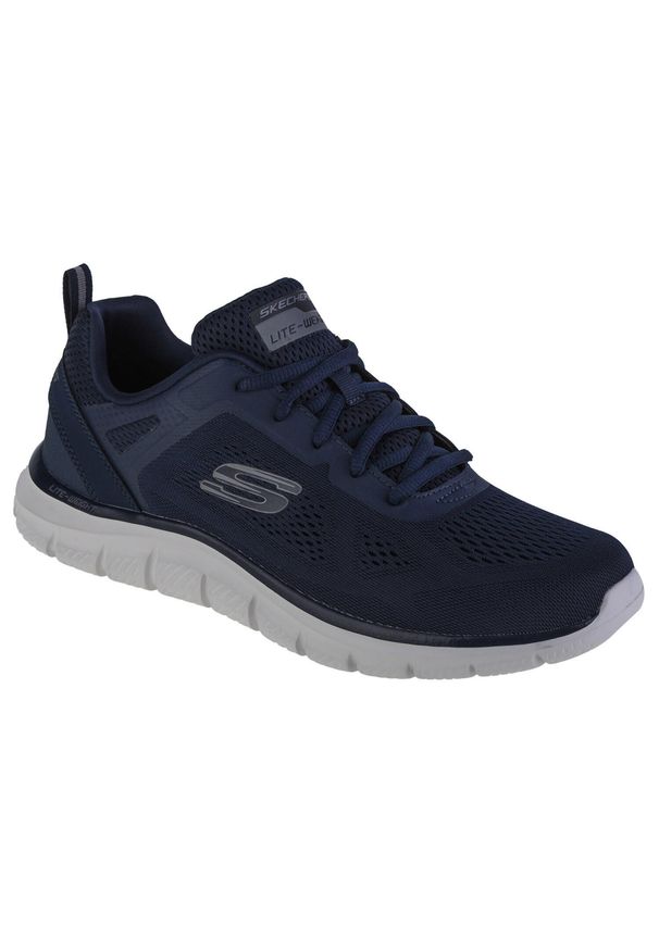 skechers - Buty sportowe Sneakersy męskie, Skechers Track-Broader. Zapięcie: sznurówki. Kolor: niebieski. Materiał: materiał. Szerokość cholewki: normalna. Sport: turystyka piesza