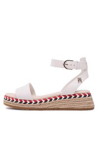 TOMMY HILFIGER - Tommy Hilfiger Espadryle Low Wedge Sandal FW0FW07080 Biały. Kolor: biały. Materiał: skóra #7