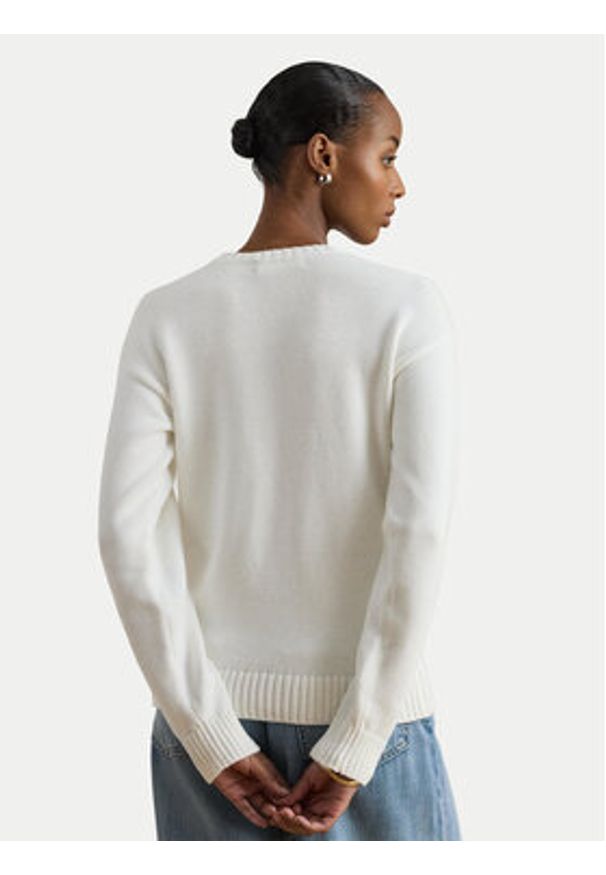 Lauren Ralph Lauren - LAUREN RALPH LAUREN Sweter 200P10148001 Biały Relaxed Fit. Kolor: biały. Materiał: bawełna