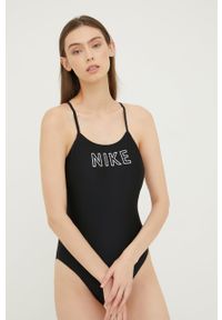 Nike jednoczęściowy strój kąpielowy Cutout kolor czarny miękka miseczka. Kolor: czarny. Materiał: poliester, skóra #4