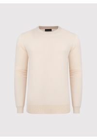 Pako Lorente - PAKO LORENTE – Beżowy sweter męski o-neck. Kolor: beżowy, niebieski. Materiał: wiskoza, poliamid. Wzór: gładki. Sezon: wiosna #5